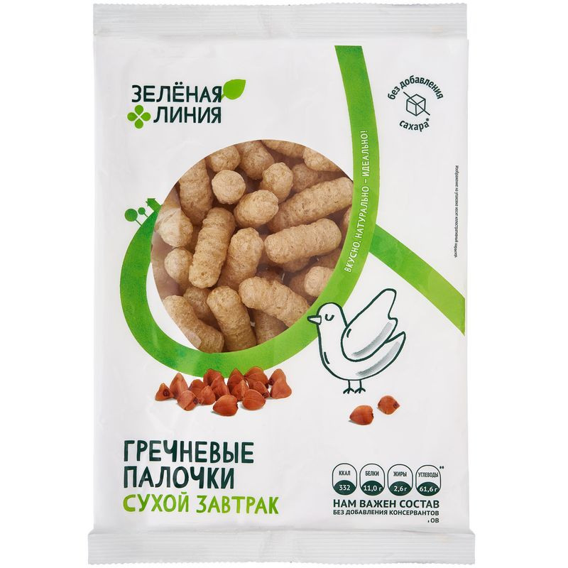Изображение товара Гречневые палочки Зелёная Линия 55 г - натуральный полезный снек