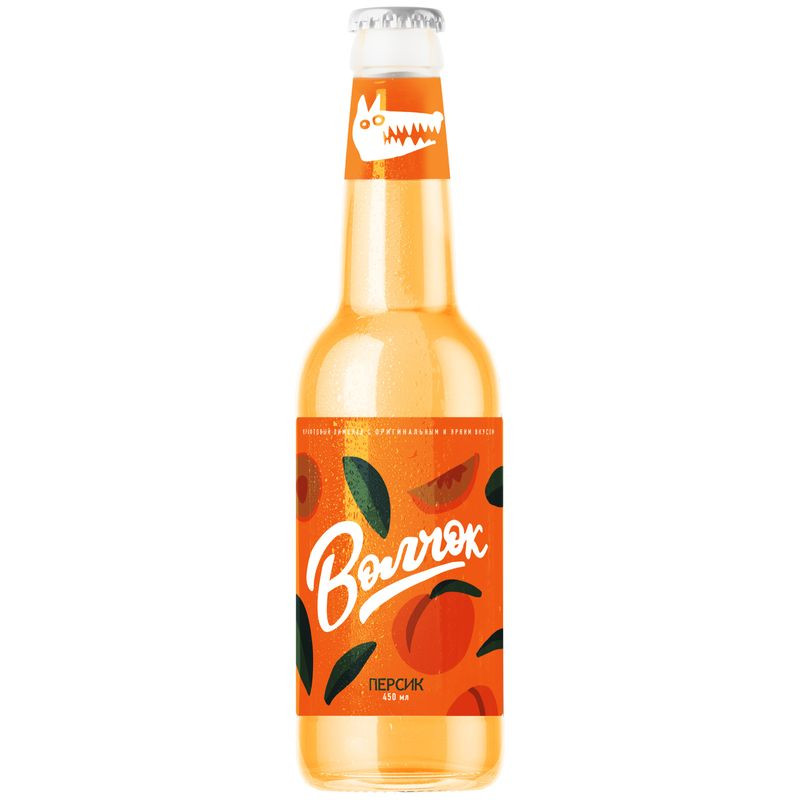 Изображение товара Газированный напиток Волчок с соком персика, 450мл - натуральный фруктовый лимонад