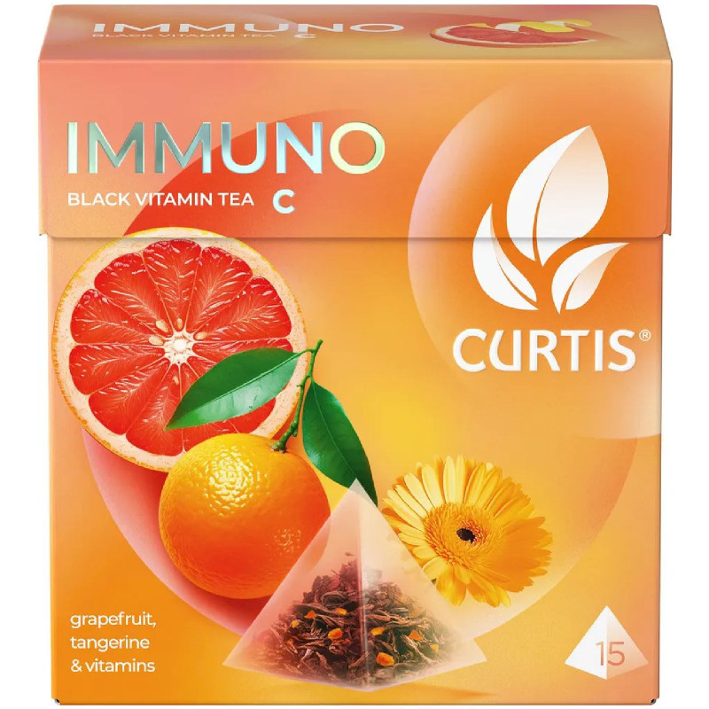 Изображение товара Чай Curtis Immuno чёрный цейлонский цедра цитрусовых-лепестки цветов листовой, 15х1.7г