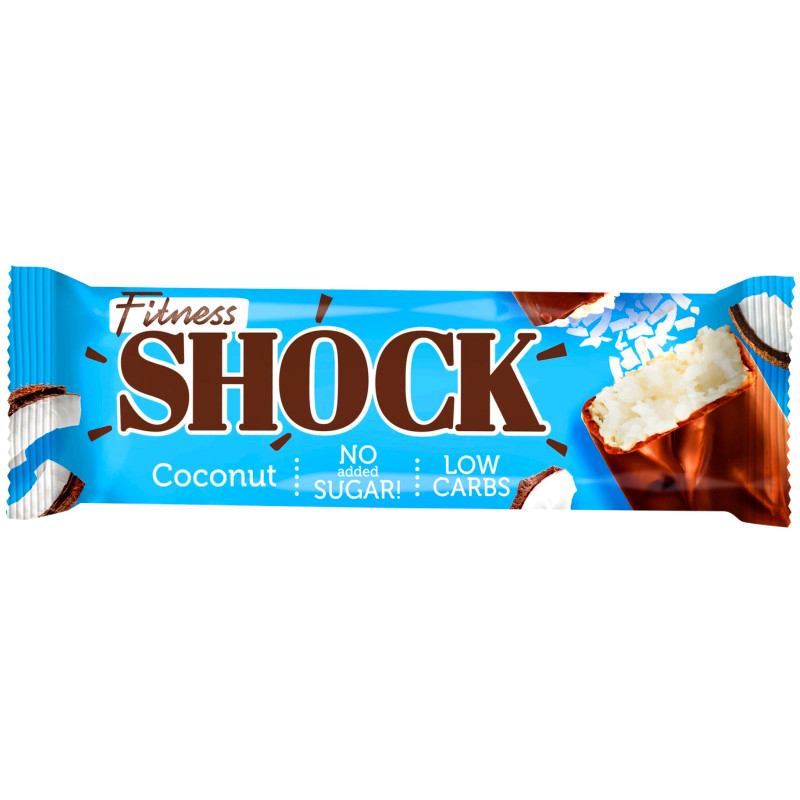 Изображение товара Протеиновый батончик FitnesShock Кокос глазированный, 50г