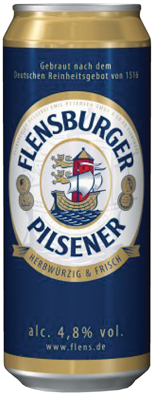 Изображение товара Пиво Flensburger Пилснер светлое 4.8%, 500мл