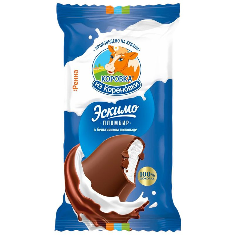 Изображение товара Мороженое Коровка из Кореновки пломбир ванильный в шоколадной глазури 70г