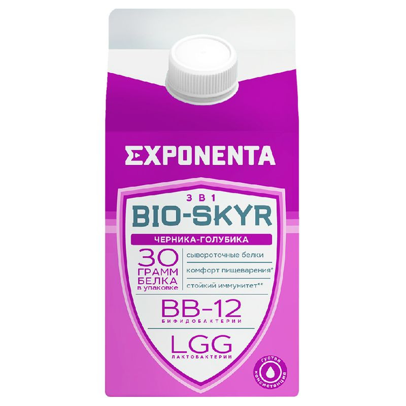 Изображение товара Кисломолочный напиток Exponenta Bio-Skyr черника-голубика обезжиренный 500г