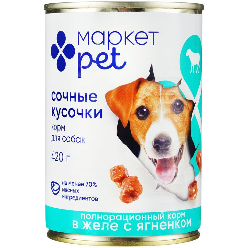 Изображение товара Корм для собак влажный в желе с ягненком Пеt 420 г Маркет