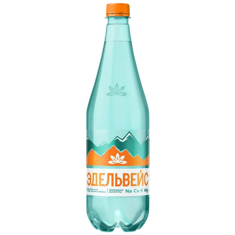 Изображение товара Минеральная газированная вода Эдельвейс 1 литр, природная лечебно-столовая из России