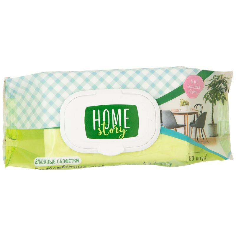 Изображение товара Влажные хозяйственные салфетки Home Story 6в1, 80 шт универсальные