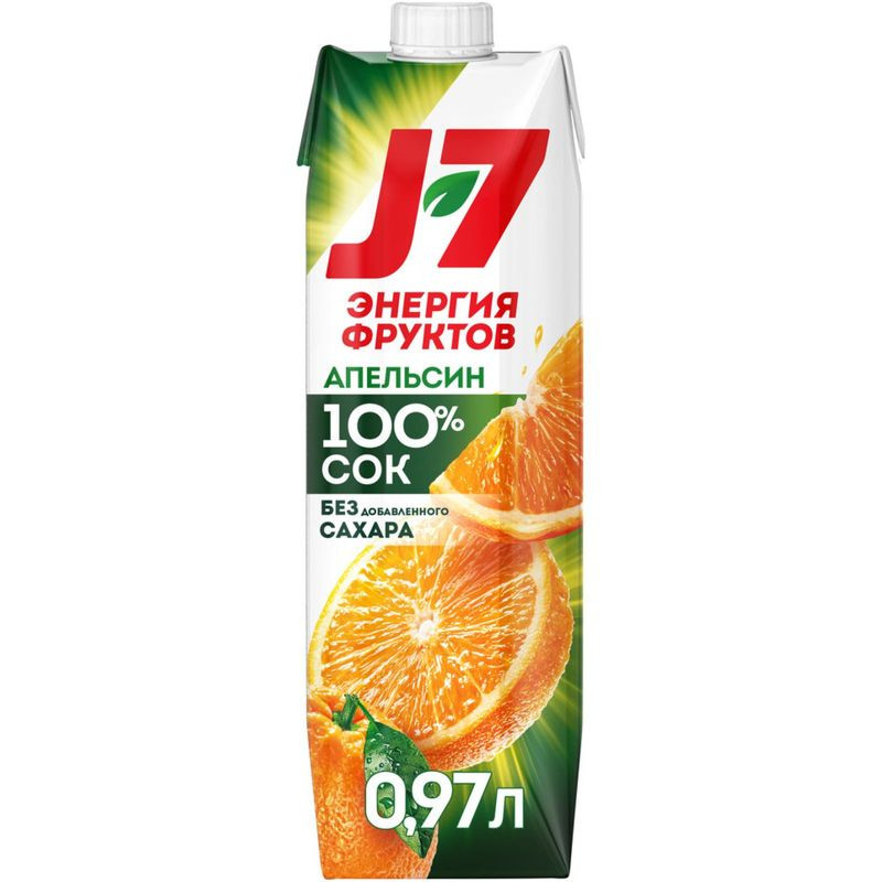 Изображение товара Сок апельсиновый с мякотью J7 970 мл натуральный без сахара Россия