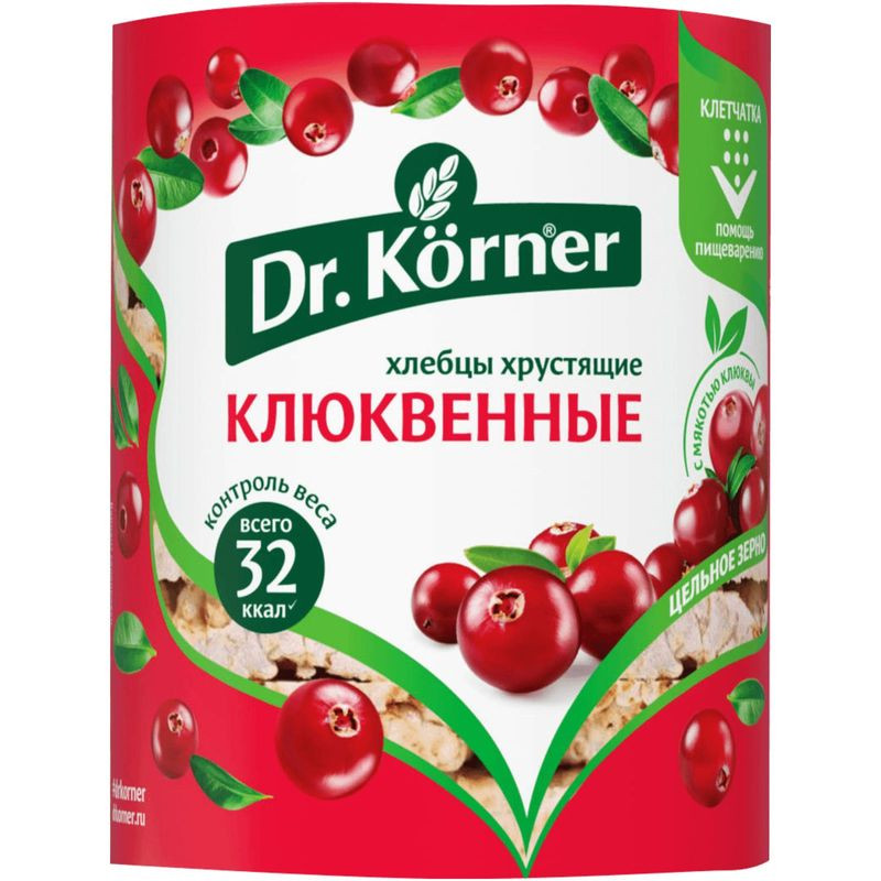 Изображение товара Хлебцы Dr.Korner Злаковый коктейль клюквенные 100г натуральный вкус полезный перекус