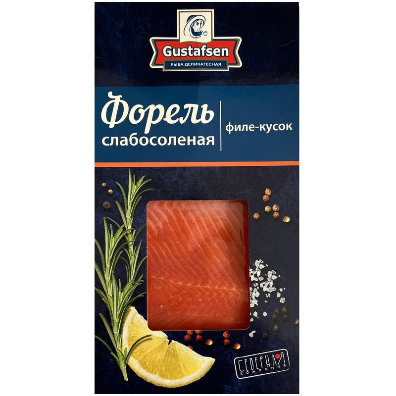 Изображение товара Форель Gustafsen радужная соленая филе-кусок 150г свежая и вкусная
