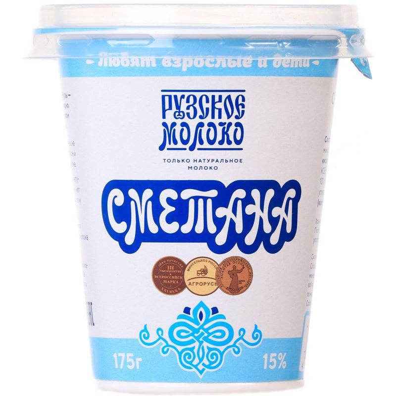 Изображение товара Сметана Рузское молоко Рузская 15% 175г