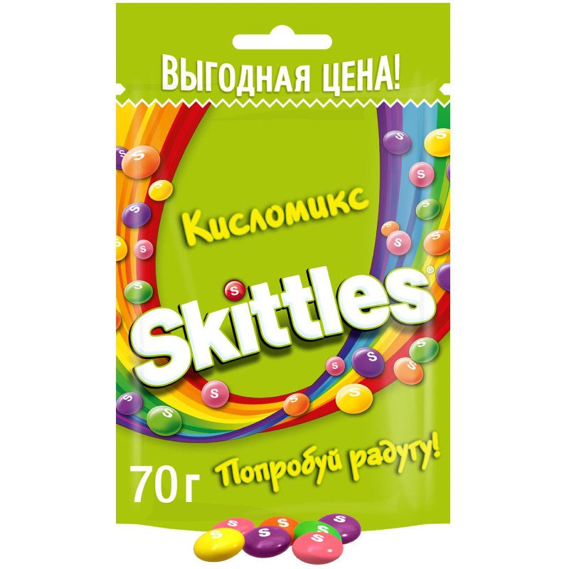 Изображение товара Драже Skittles Кисломикс жевательные в разноцветной сахарной глазури, 70г
