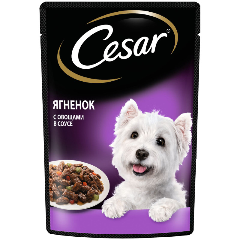 Изображение товара Влажный корм Cesar для взрослых собак с ягненком и овощами в соусе, 85г