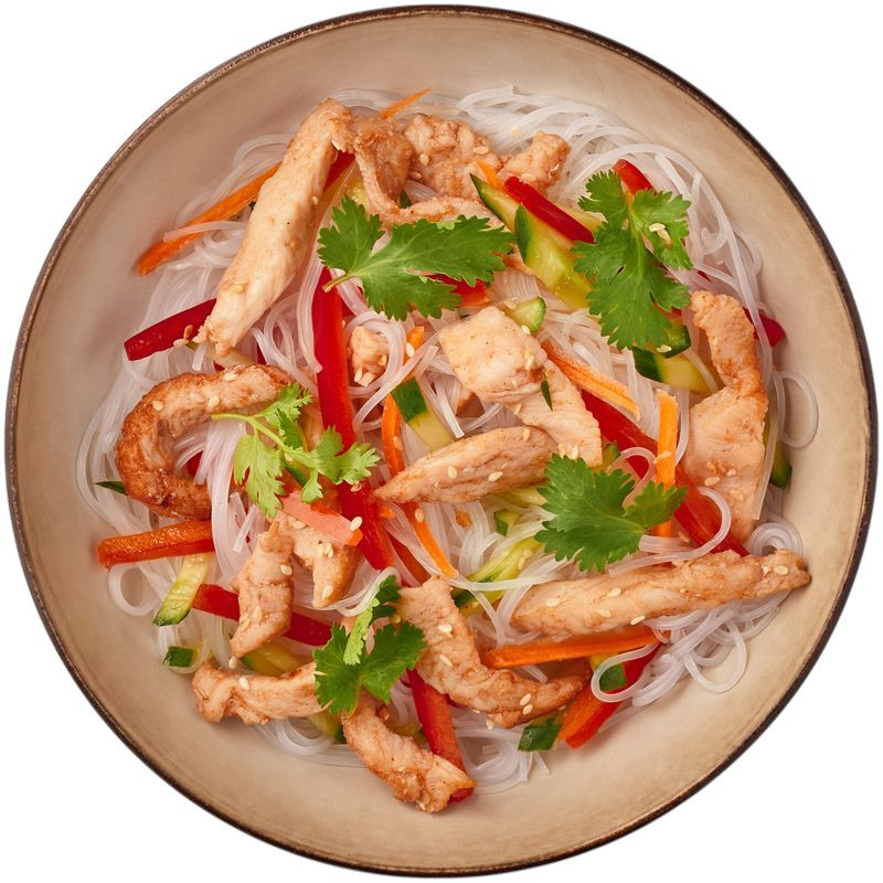 Изображение товара Салат с куриным филе фунчозой и овощами Перекрёсток Select 220г