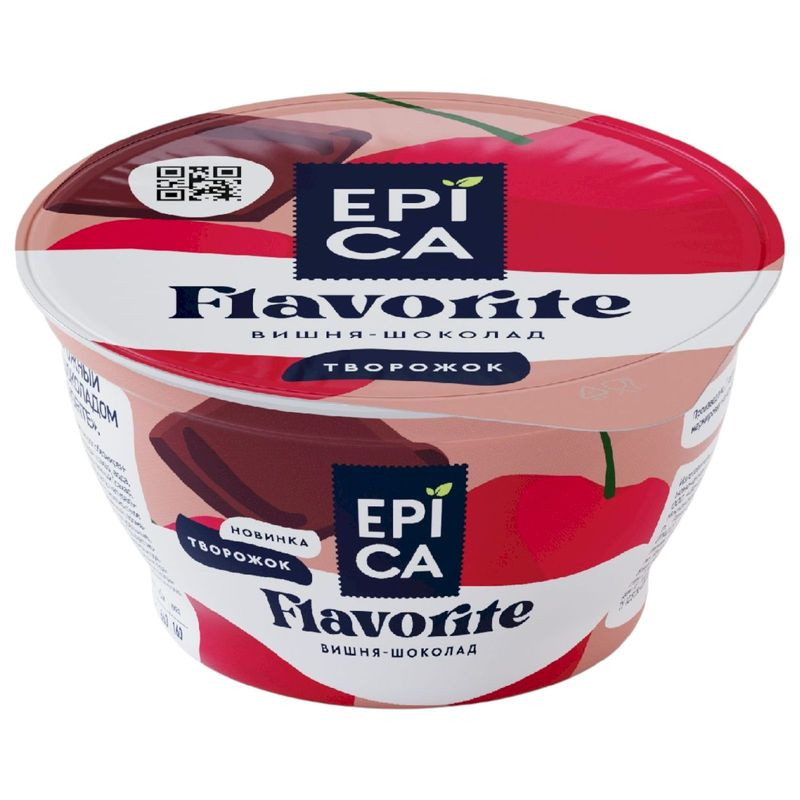 Изображение товара Десерт Epica Flavorite творожный с вишней и шоколадом 130г
