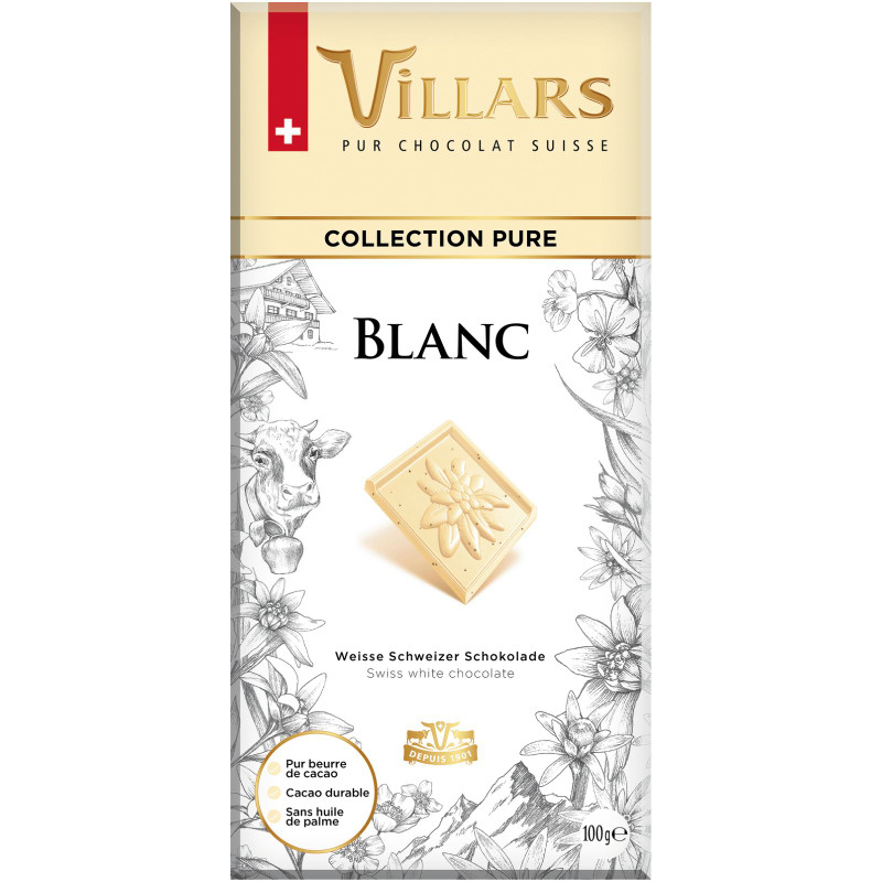 Изображение товара Шоколад белый Villars с ванилью, 100г