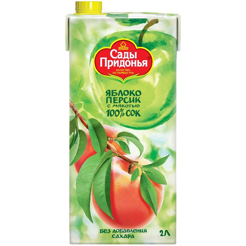 Изображение товара Сок Сады Придонья яблочно-персиковый восстановленный с мякотью 2л