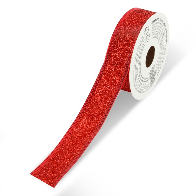 Изображение товара Декоративная новогодняя лента на катушке Маркет в ассортименте