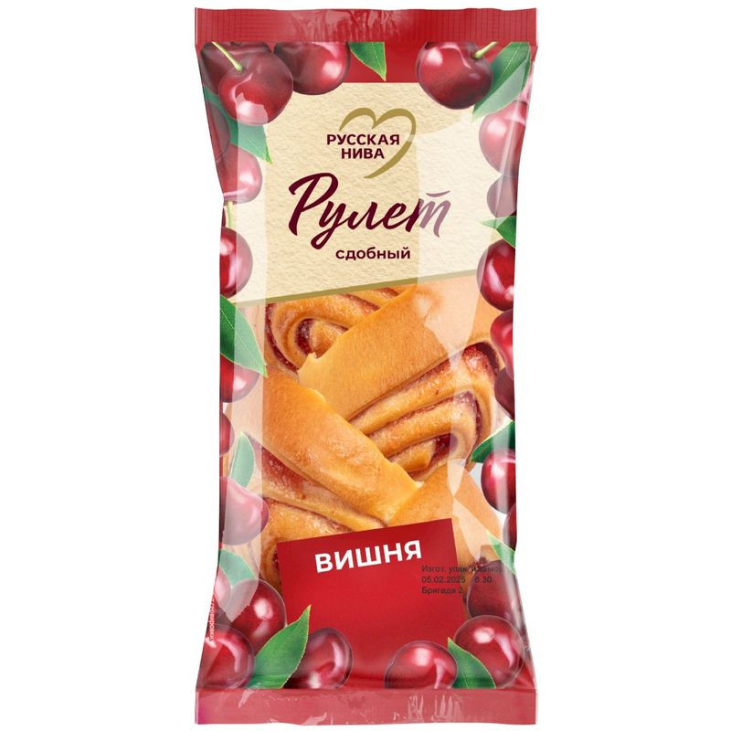Изображение товара Рулет Русская Нива Вишня 140г Натуральное сладкое угощение комфортное хранение