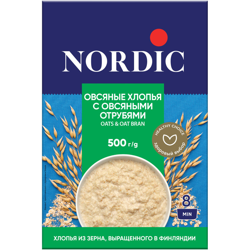 Изображение товара Хлопья Nordic овсяные с овсяными отрубями, 500г