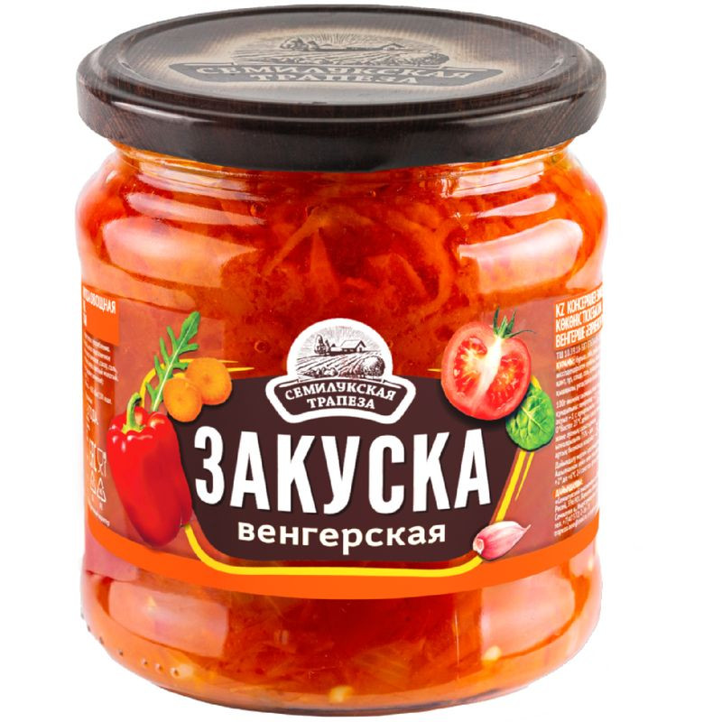 Изображение товара Закуска Семилукская Трапеза Венгерская в маринаде 460 г натуральный вкус