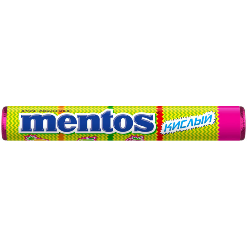 Изображение товара Драже Mentos Кислый жевательный яблоко-клубника-ананас, 37.5г