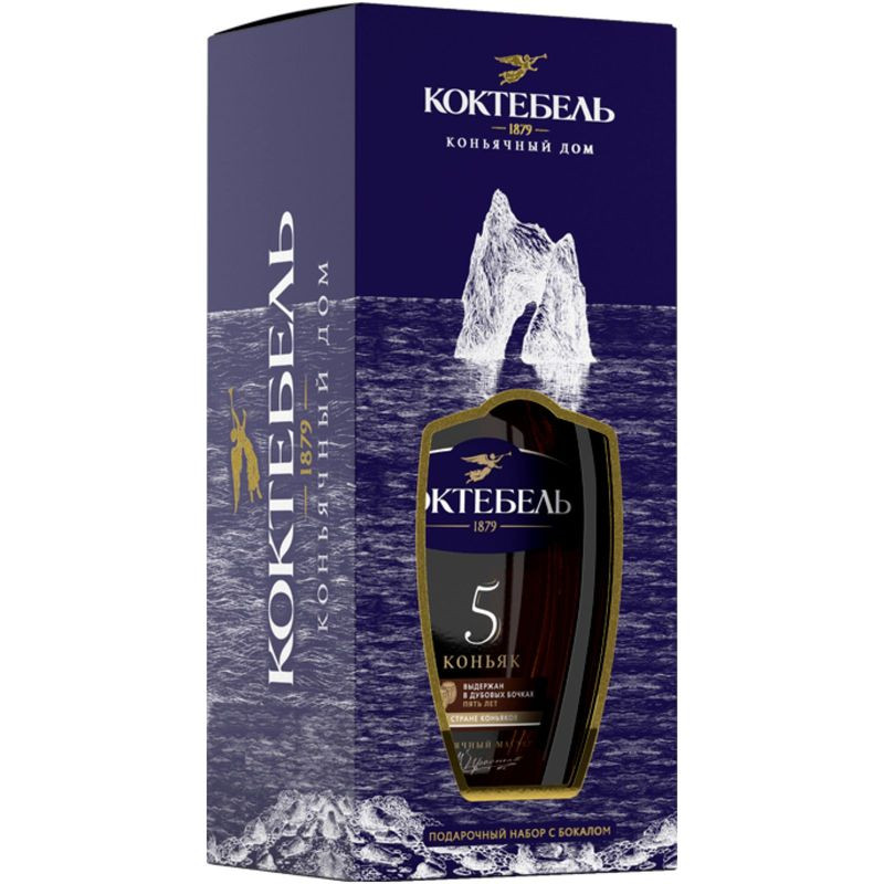 Изображение товара Коньяк Коктебель пятилетний 40%, 500мл + бокал