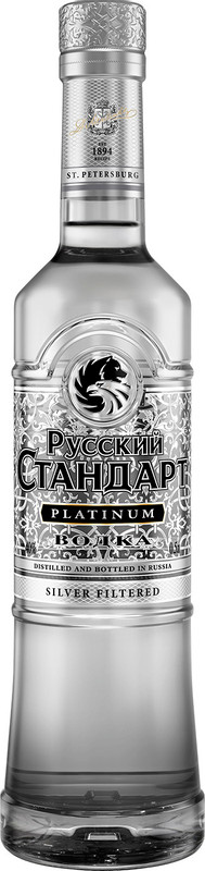 Изображение товара Премиальная водка Русский Стандарт Платинум 40%, 0.5 л – мягкий вкус, аромат с фруктовыми нотками