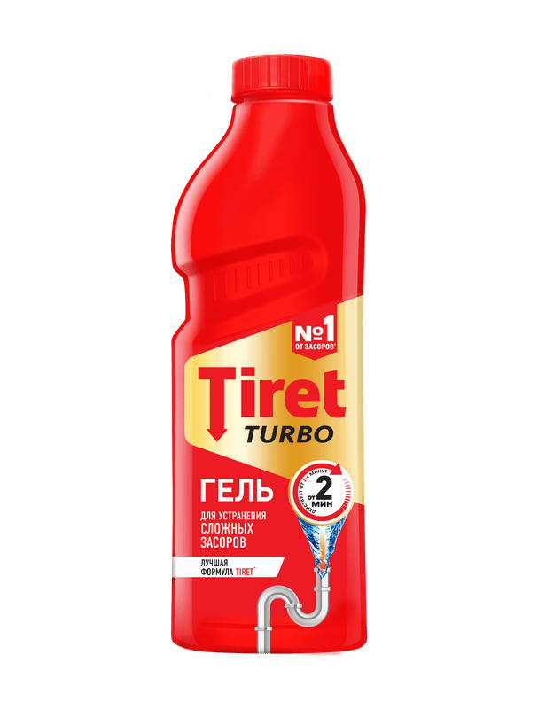 Изображение товара Гель Tiret Turbo для устранения засоров 1л — эффективное чистящее средство для сантехники