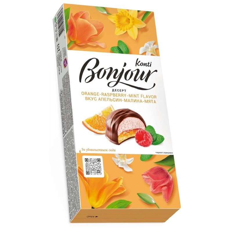 Изображение товара Десерт Konti Bonjour апельсин-малина-мята 232г вкусное сладкое удовольствие