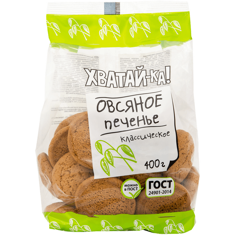 Изображение товара Печенье Хватай-Ка Овсяное классическое, 400г