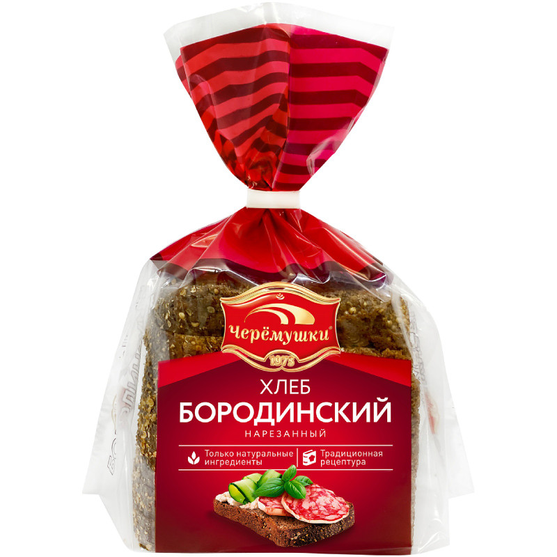 Изображение товара Хлеб Черемушки Бородинский половинка нарезка, 390г