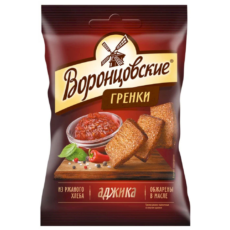 Изображение товара Сухарики-гренки Воронцовские ржаные со вкусом аджики, 60г