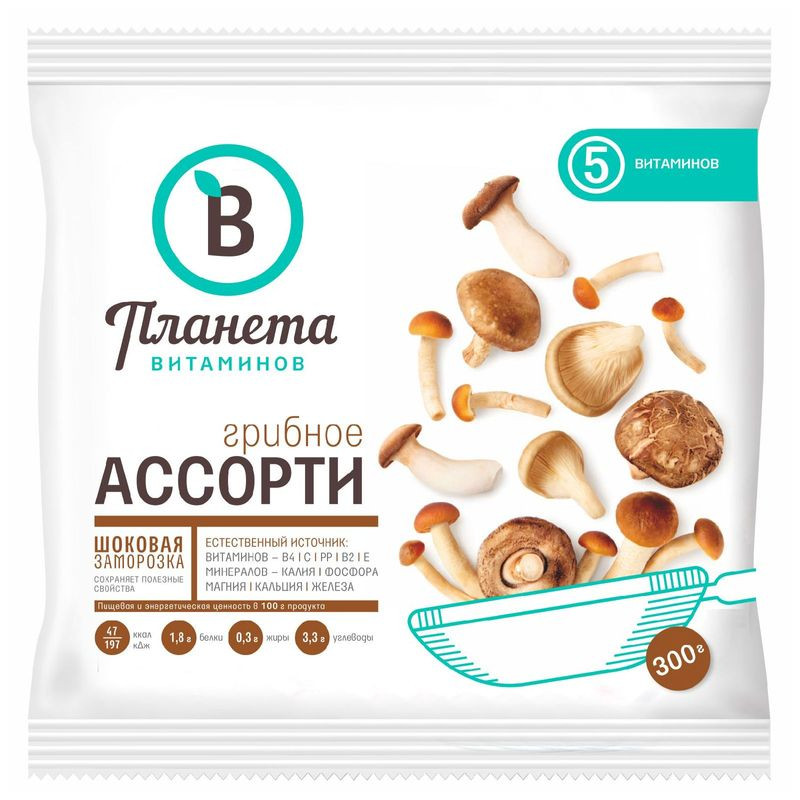 Изображение товара Смесь грибов быстрозамороженная Планета Витаминов 300г