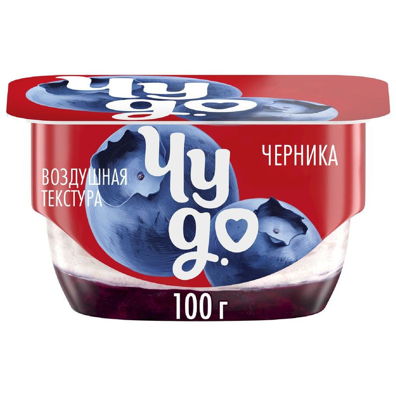 Изображение товара Двухслойный творожок Чудо Черника 4.2% 100г сливки и черника