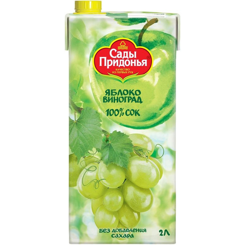 Изображение товара Сок яблочно-виноградный восстановленный 2л Сады Придонья натуральный без сахара