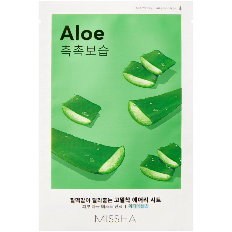 Изображение товара Маска Missha Airy Fit Sheet Mask Aloe для лица увлажняющая с экстрактом алоэ для сухой кожи, 20мл