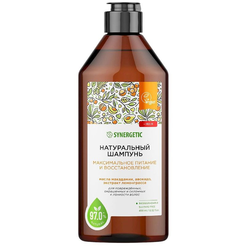 Изображение товара Бессульфатный шампунь Synergetic Максимальное питание и восстановление 400мл