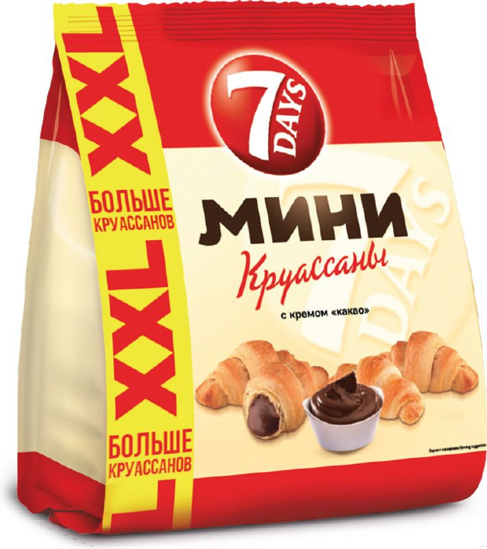 Изображение товара Круассаны 7Days мини с кремом Какао 335 г вкусное лакомство для перекуса