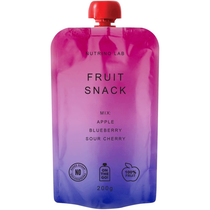 Изображение товара Пюре Nutrino Lab фруктовое яблоко черника вишня, 200г
