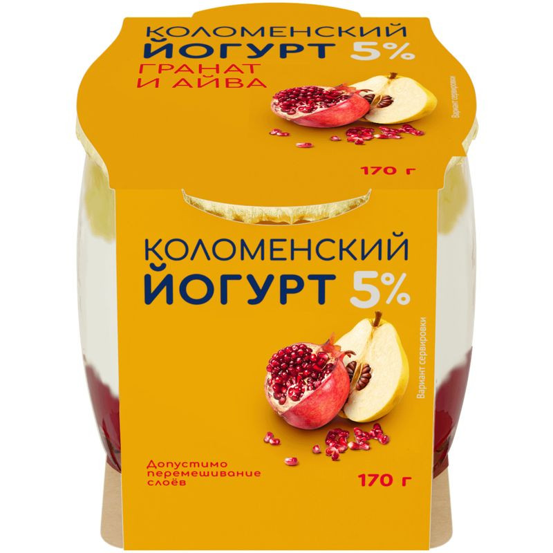 Изображение товара Йогурт Коломенский Гранат-Айва 170г с наполнителем низкожирный