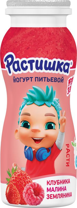 Изображение товара Йогурт питьевой Растишка с клубника-малина-земляника 1.6%, 90г