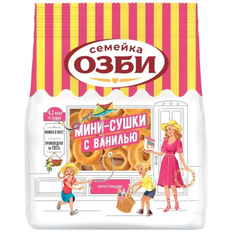 Изображение товара Мини-сушки Семейка Озби с ванилью 150 г натуральное пшеничное лакомство