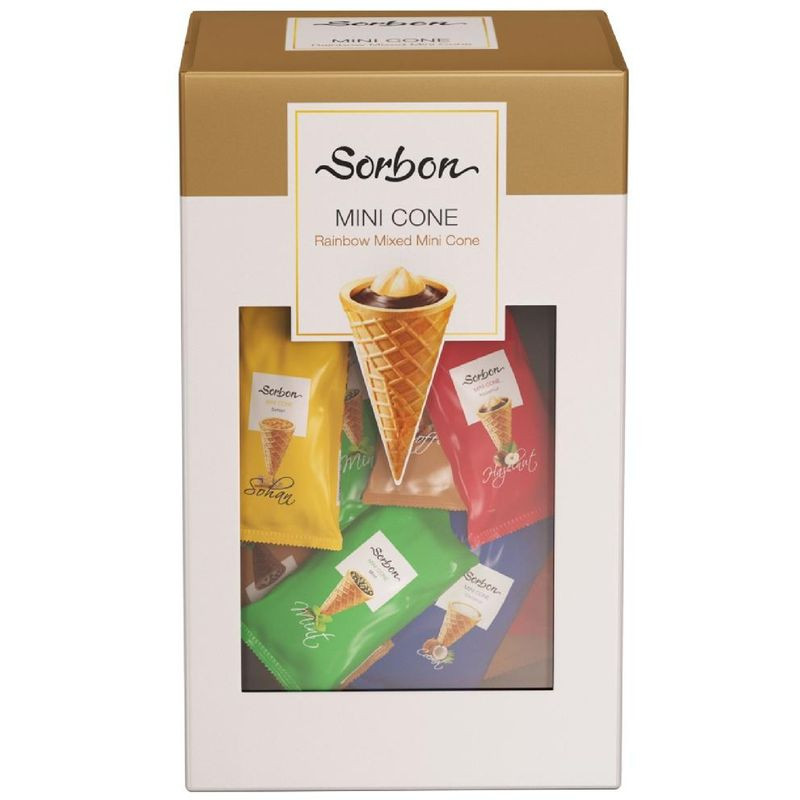 Изображение товара Мини-рожки Sorbon Радуга хрустящие с начинками 200 г конфеты с разными вкусами