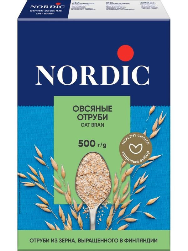 Изображение товара Отруби овсяные Nordic 500г - полезный продукт для завтрака и приготовления блюд