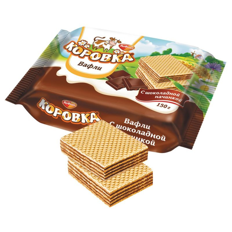 Изображение товара Вафли Коровка с шоколадной начинкой 150 г вкусное сладкое лакомство