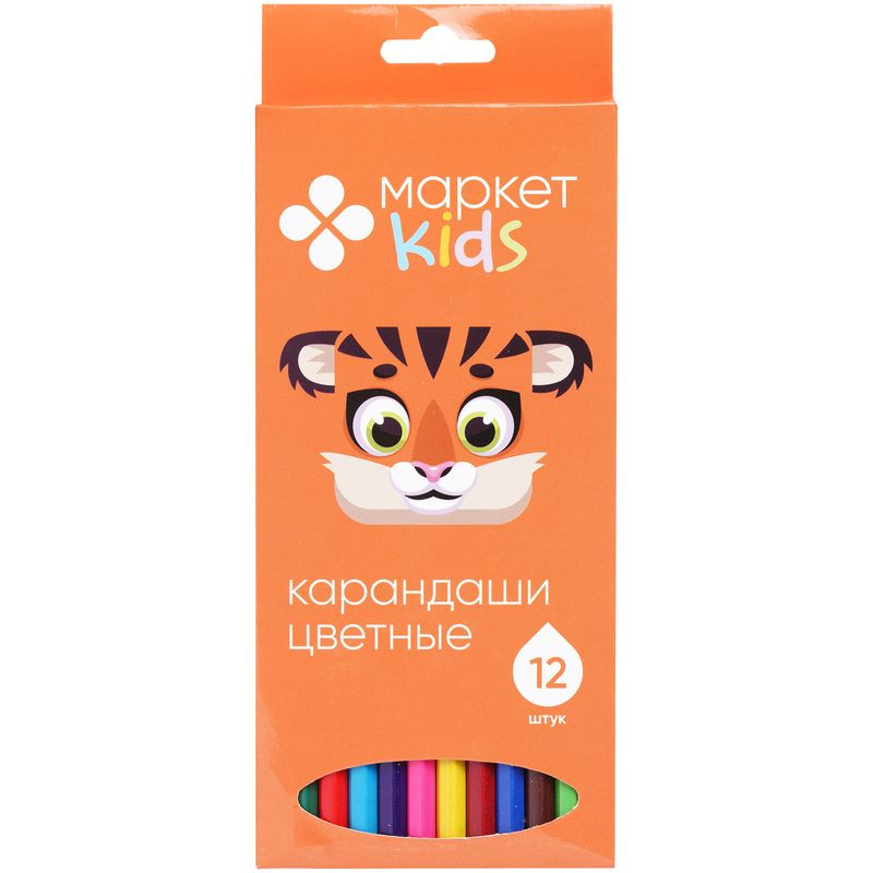 Изображение товара Пластиковые цветные карандаши в наборе Маркет Kids 12шт