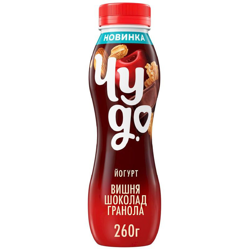 Изображение товара Питьевой йогурт Чудо Вишня-шоколад с гранолой 260г