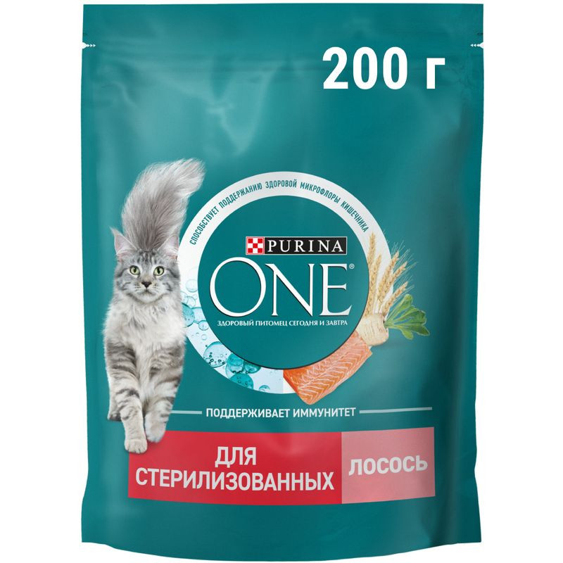 Изображение товара Сухой корм Purina One для стерилизованных кошек с лососем 200г
