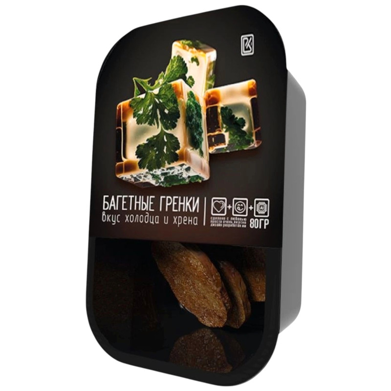 Изображение товара Гренки Вкуснокуб багетные со вкусом холодца и хрена, 80г
