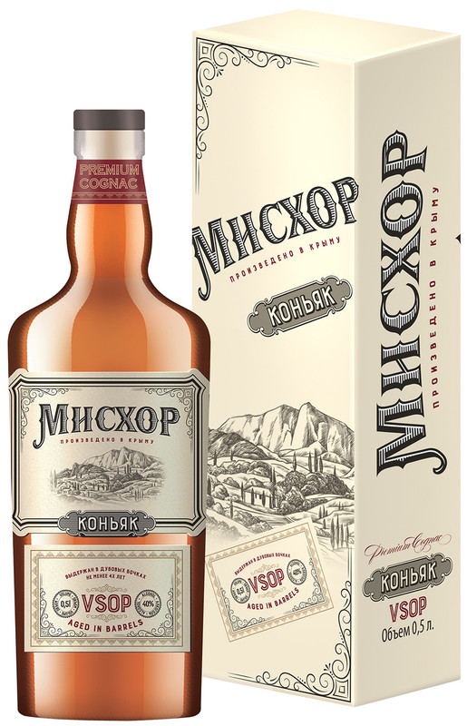 Изображение товара Коньяк Мисхор VSOP 5-летний российский 40% в подарочной упаковке, 500мл